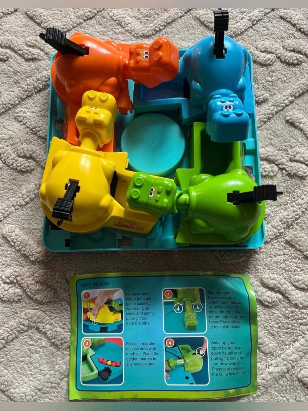 Hungry Hungry Hippos Board Game - Full Size Hasbro Family Marble Game, No Box